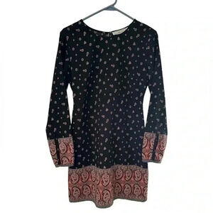 Abercrombie & Fitch Boho Paisley & Floral Long Sleeve Shift Dress Size Small